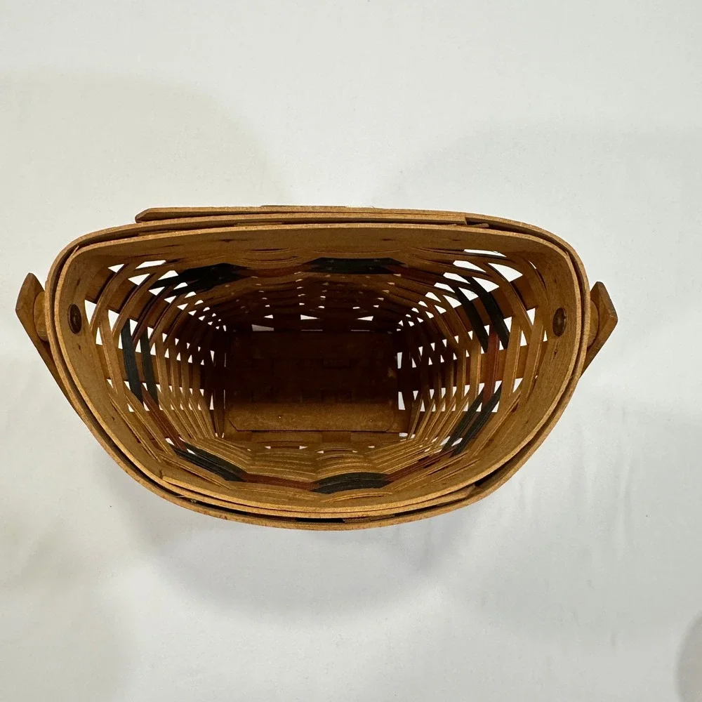 Longaberger Handwoven Wall Hanging‎ Basket 1993 Brown Navy Accents | Farmhouse